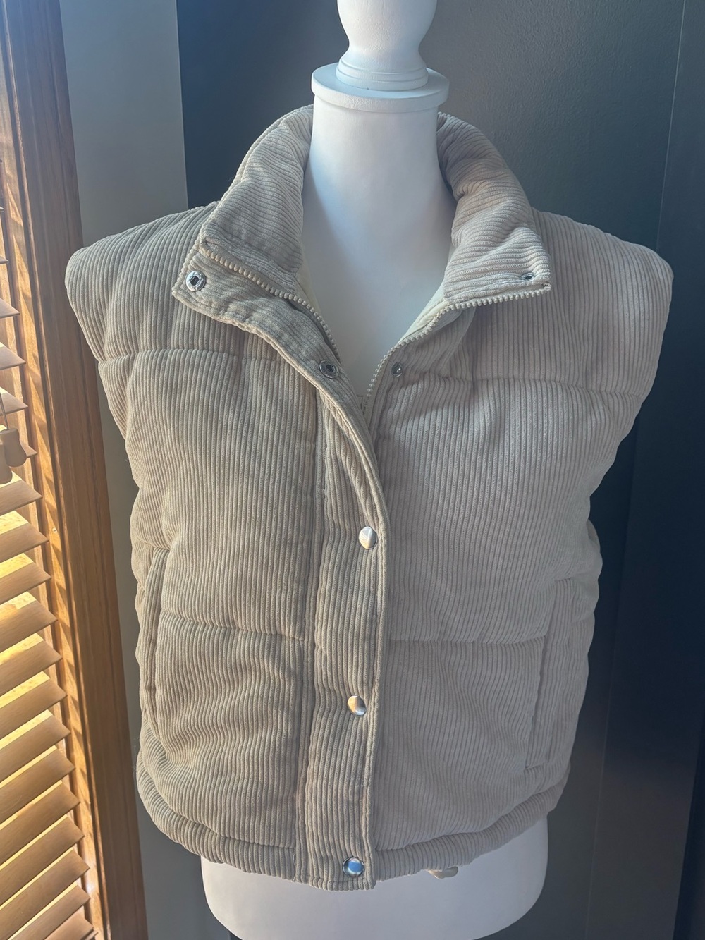 Say What? Cream Corduroy Puffer Vest XL